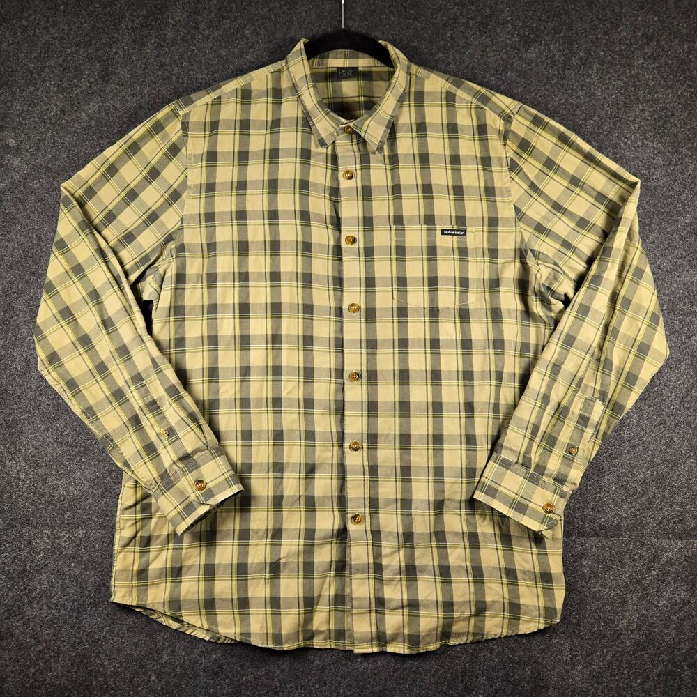 Oakley Plaid Shirt XL Muted Green Black Grunge 90s Y2K Editorial University